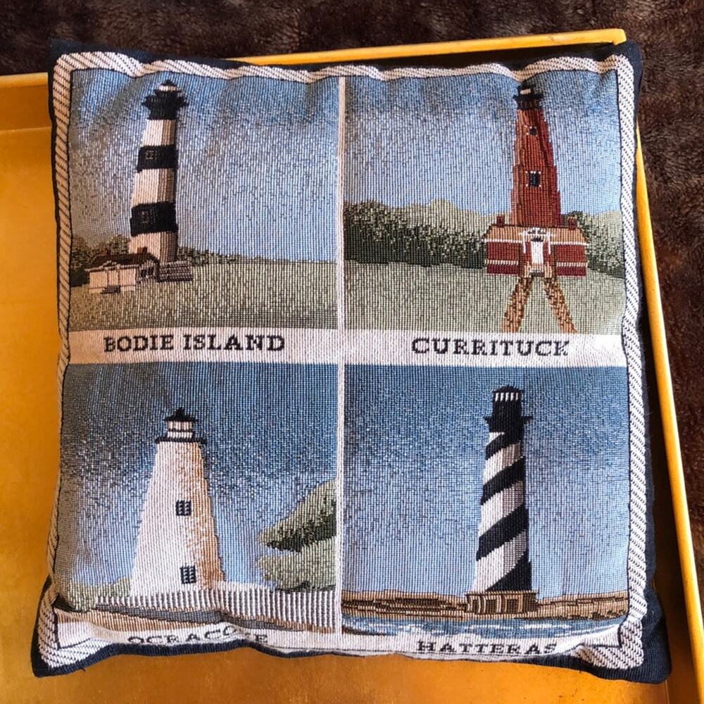 NC Lighthouses‎ Woven 11-1/2” Square Pillow
